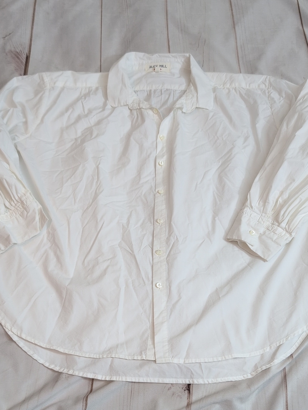 Alex Mill End On End School Shirt Mens XL White Wash & Go Cotton Button Down